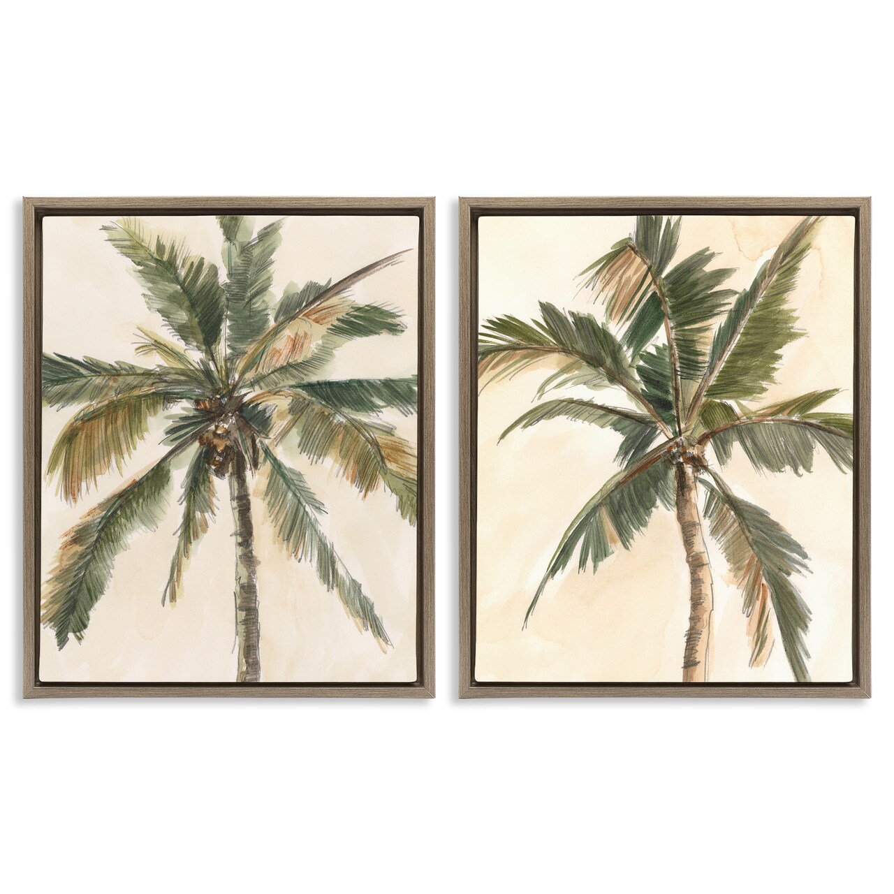 Stupell Industries Majestic Towering Palms 2 pc Framed Floater Canvas Wall Art Set Design by Ethan Harper